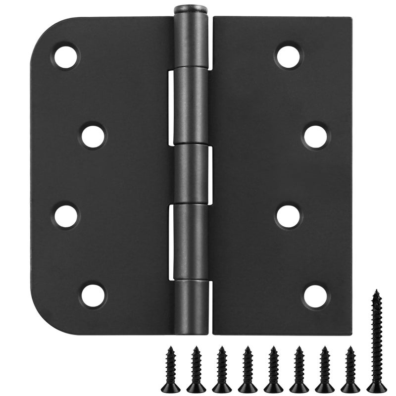 TDCHINGES 3 Pack Black Door Hinges 4 Inch Interior Hinges Matte Black Door Hinges 4 Inch Square Rounded 5/8"" Radius Corner Hinges for Doors Reversible Full Mortise Combination 4 inch Door Hardware - Image 1